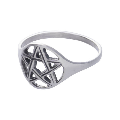 Engraved Pentacle Sterling Silver Ring - Magick Magick.com