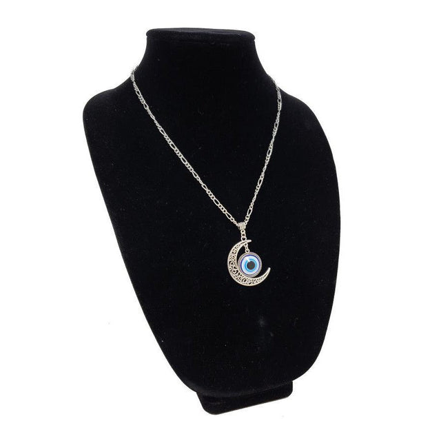 Evil Eye Protection Necklace - Crescent Moon - Magick Magick.com