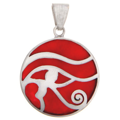 Eye of Horus Red Coral Sterling Silver Pendant - Magick Magick.com