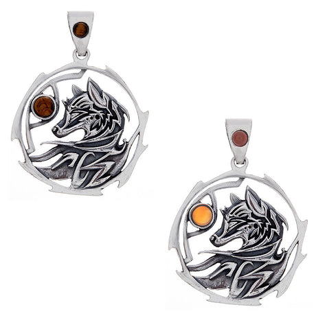 Fox Sacred Animal Sterling Silver Pendant (Assorted Stone) - Magick Magick.com