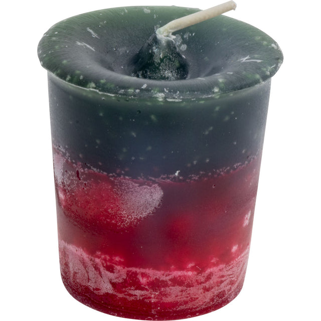 Frankincense & Myrrh Herbal Votive Candle - Green/Red - Magick Magick.com