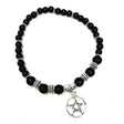 Gemstone Elastic Anklet - Black Obsidian with Pentacle - Magick Magick.com