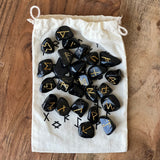 Gemstone Rune Set - Black Tourmaline - Magick Magick.com