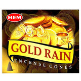 Gold Rain HEM Cone Incense (10 Cones) - Magick Magick.com