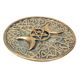 Gold Triple Moon Pentagram Stick Incense Burner Holder - Magick Magick.com