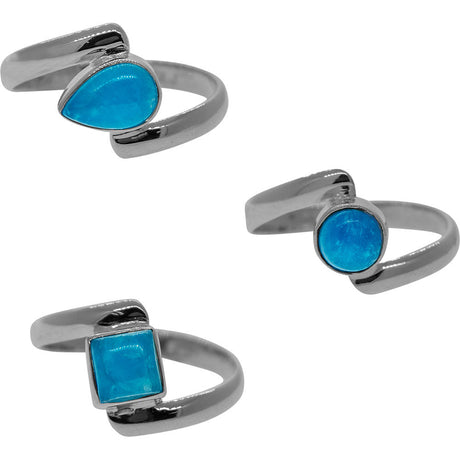 Hemimorphite Fancy Reverse Band Sterling Silver Ring (Assorted Shapes) - Magick Magick.com