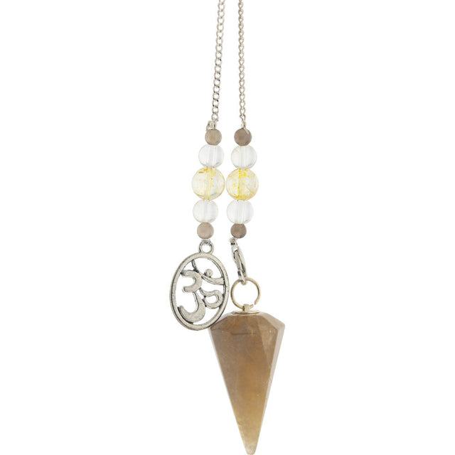 Hexagonal Pendulum - Citrine with Om - Magick Magick.com