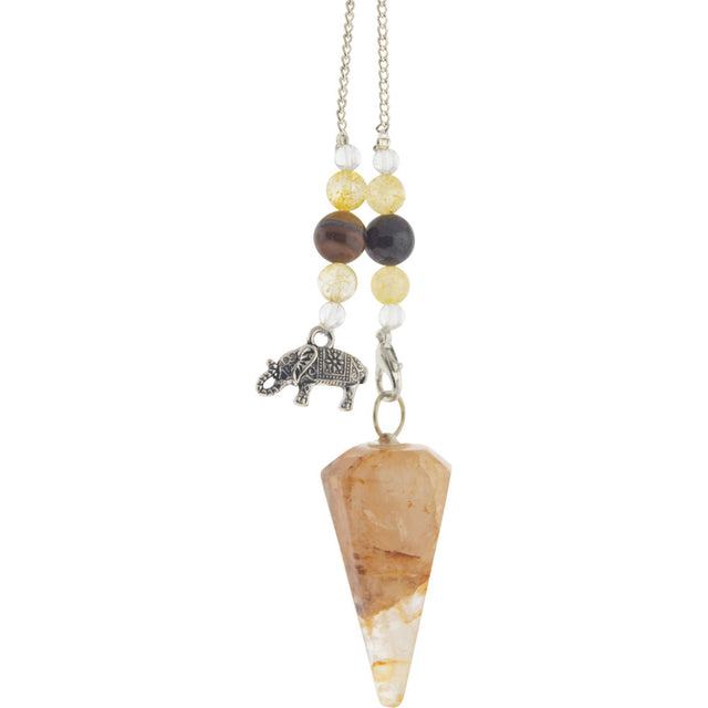 Hexagonal Pendulum - Golden Healer with Elephant - Magick Magick.com