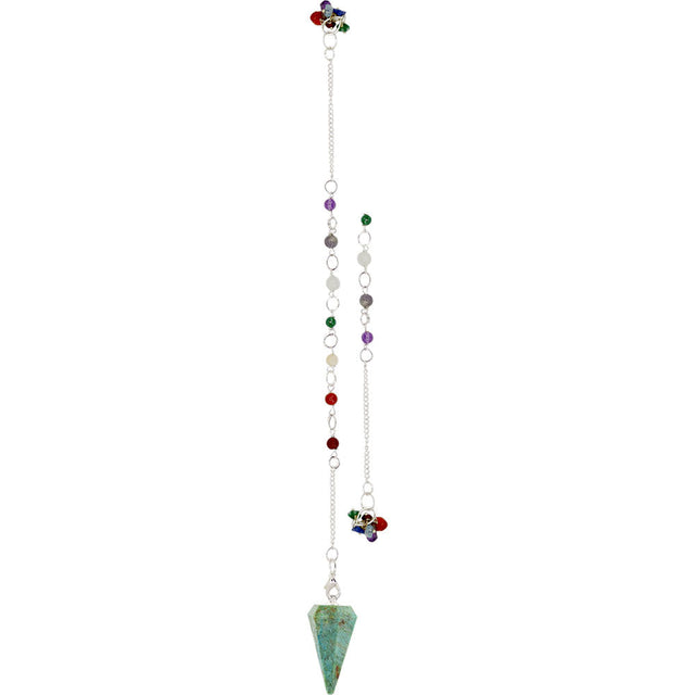 Hexagonal Pendulum - Turquoise with Chakra Chain - Magick Magick.com