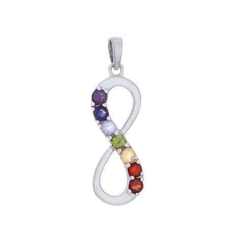Infinity Chakra with Stones Sterling Silver Pendant - Magick Magick.com