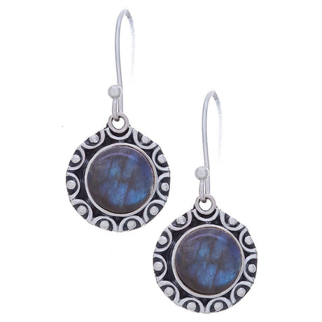 Labradorite Fancy Round Sterling Silver Earrings - Magick Magick.com