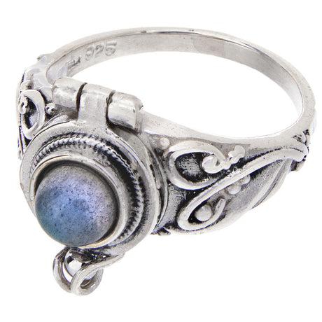 Labradorite Round Box Sterling Silver Ring - Magick Magick.com