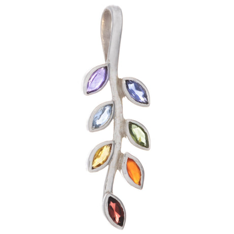 Leaves Chakra with Stones Sterling Silver Pendant - Magick Magick.com