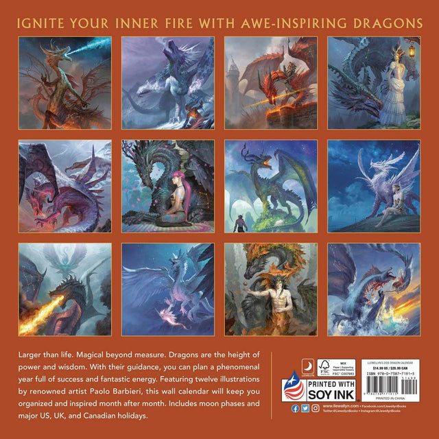 Llewellyn's 2025 Dragon Calendar by Llewellyn, Paolo Barbieri - Magick Magick.com