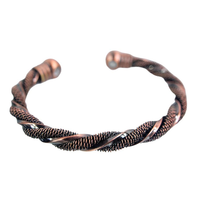 Magnetic Antique Brass Twist Bangle with Two Magnets - Magick Magick.com