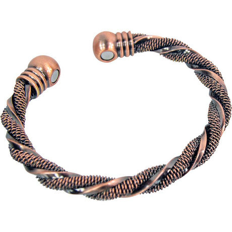 Magnetic Antique Brass Twist Bangle with Two Magnets - Magick Magick.com