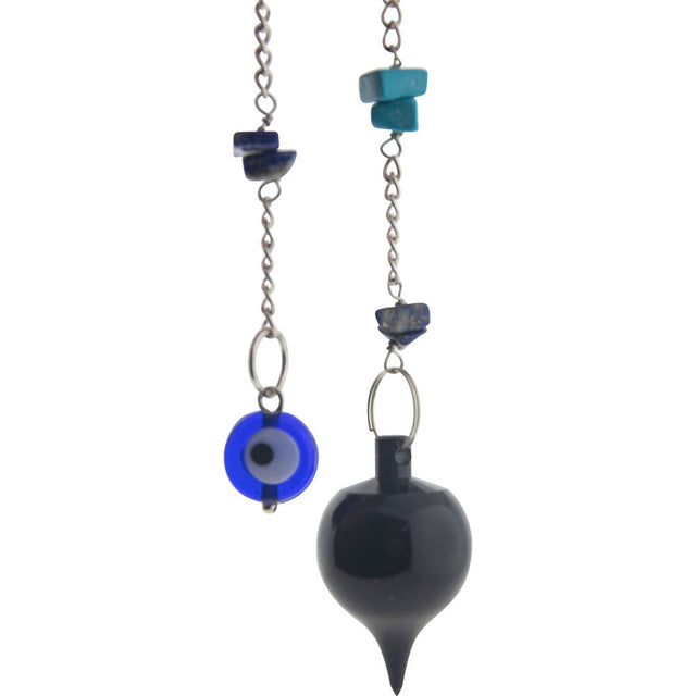 Metal Blue Sephoroton Pendulum with Evil Eye - Magick Magick.com