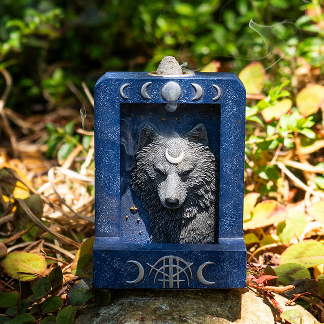 Moon Phase Wolf Backflow Incense Burner - Magick Magick.com