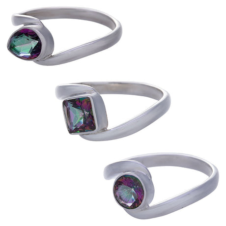Mystic Topaz Fancy Reverse Sterling Silver Ring (Assorted Shape) - Magick Magick.com