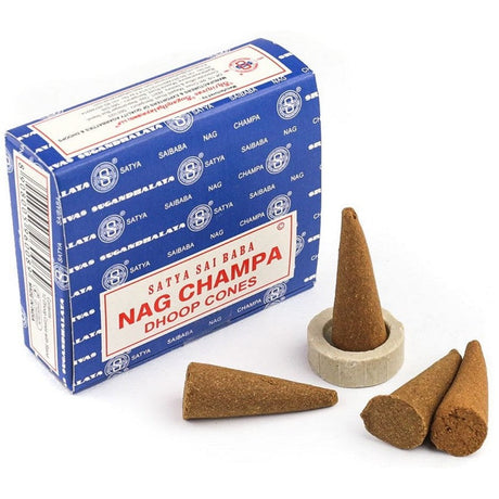 Nag Champa Satya Dhoop Incense Cones (12 Pack) - Magick Magick.com