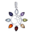 Om Chakra with Stones Sterling Silver Pendant - Magick Magick.com