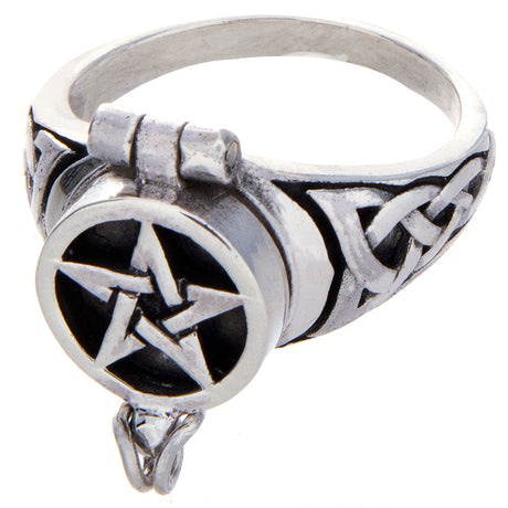 Pentacle Round Box Sterling Silver Ring - Magick Magick.com