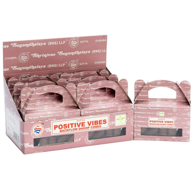 Positive Vibes Satya Backflow Dhoop Incense Cones (24 Pack) - Magick Magick.com