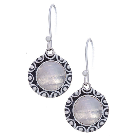 Rainbow Moonstone Fancy Round Sterling Silver Earrings - Magick Magick.com