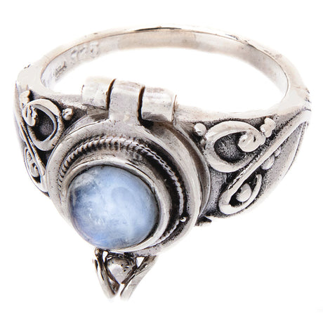 Rainbow Moonstone Round Box Sterling Silver Ring - Magick Magick.com