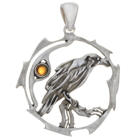 Raven Sacred Animal Sterling Silver Pendant (Assorted Stone) - Magick Magick.com