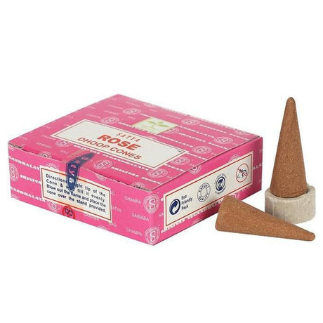 Rose Satya Dhoop Incense Cones (12 Pack) - Magick Magick.com