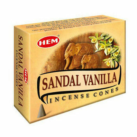 Sandal Vanilla HEM Cone Incense (10 Cones) - Magick Magick.com