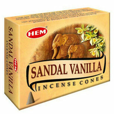 Sandal Vanilla HEM Cone Incense (10 Cones) - Magick Magick.com