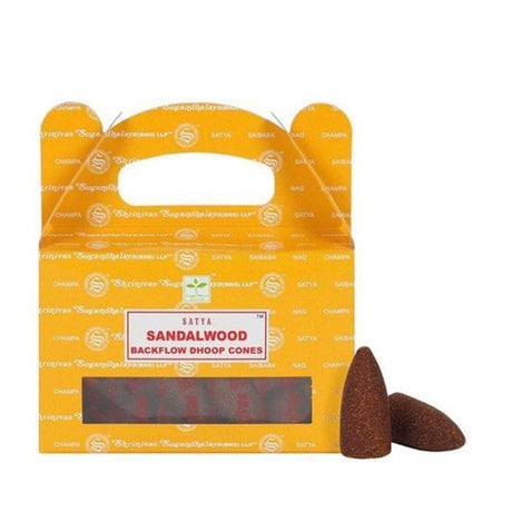 Sandalwood Satya Backflow Dhoop Incense Cones (24 Pack) - Magick Magick.com
