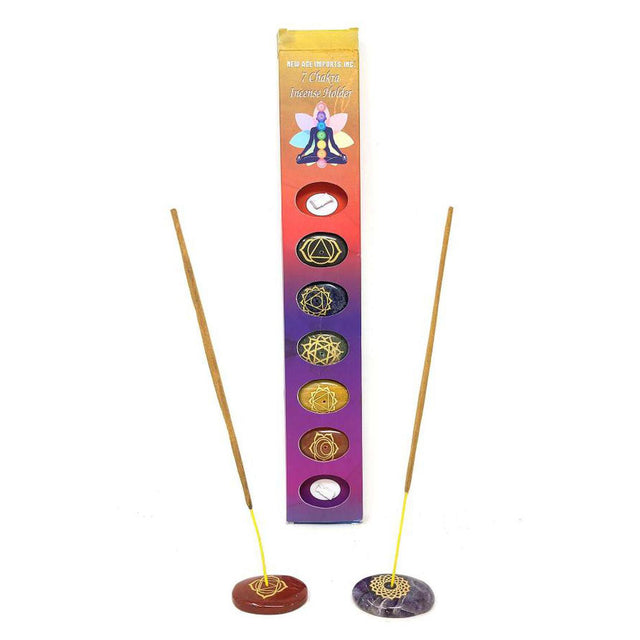 Seven Chakra Polished Gem Stones Incense Holders (Set of 7) - Magick Magick.com