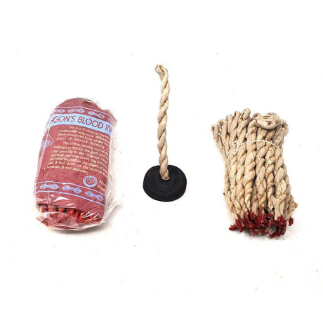 Tibetan Rope Incense with Burner - Dragon's Blood (35-45 Ropes) - Magick Magick.com