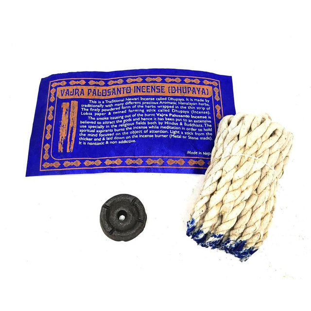 Tibetan Rope Incense with Burner - Vajra Palo Santo (35-45 Ropes) - Magick Magick.com