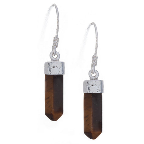 Tiger Eye Pencil Sterling Silver Earrings - Magick Magick.com