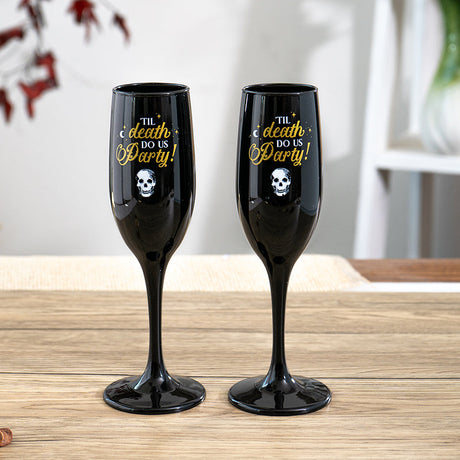 Til Death Do We Party Black Champagne Flutes (Set of 2) - Magick Magick.com