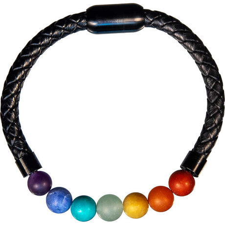 Vegan Leather Braided Bracelet with Magnetic Clasp - 7 Chakras - Magick Magick.com