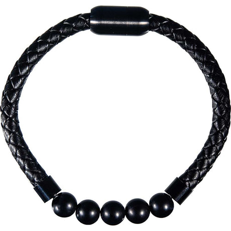 Vegan Leather Braided Bracelet with Magnetic Clasp - Black Onyx - Magick Magick.com