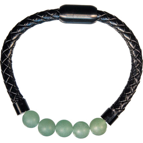 Vegan Leather Braided Bracelet with Magnetic Clasp - Green Aventurine - Magick Magick.com