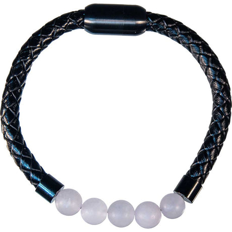 Vegan Leather Braided Bracelet with Magnetic Clasp - Rose Quartz - Magick Magick.com