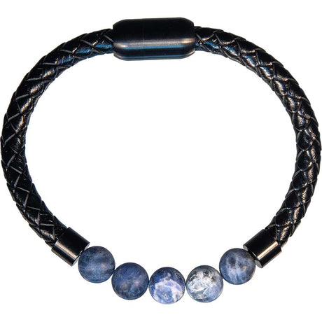 Vegan Leather Braided Bracelet with Magnetic Clasp - Sodalite - Magick Magick.com
