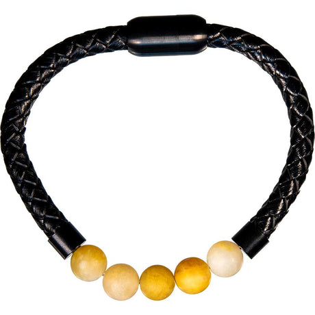 Vegan Leather Braided Bracelet with Magnetic Clasp - Yellow Quartz - Magick Magick.com
