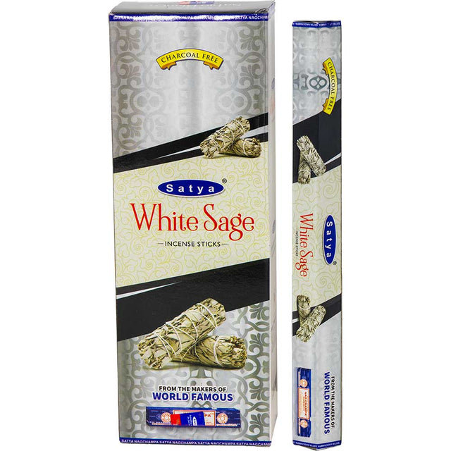 White Sage Satya Hexagonal Incense Sticks 20 gram - Magick Magick.com