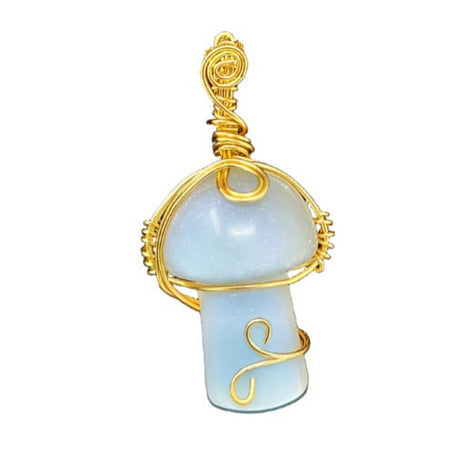 Wire Wrapped Mushroom Pendant - Opalite - Magick Magick.com