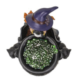 Witch and Black Cats with Cauldron Statue - Magick Magick.com