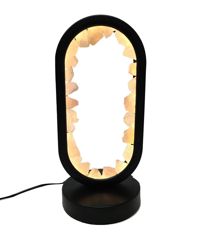 9" Oval Shaped Dimmable Gemstone Lamp - Rose Quartz