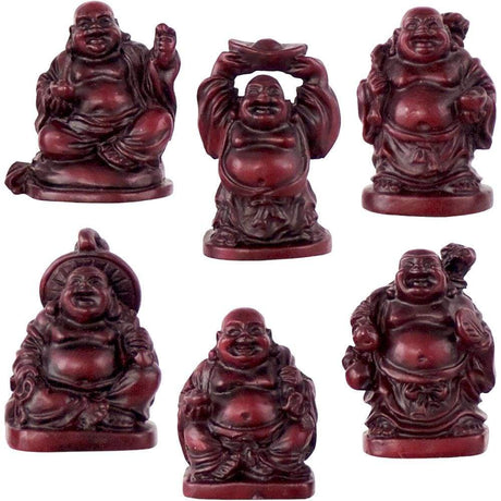 1" Polyresin Redstone Feng Shui Figurines - Buddha (Set of 6) - Magick Magick.com